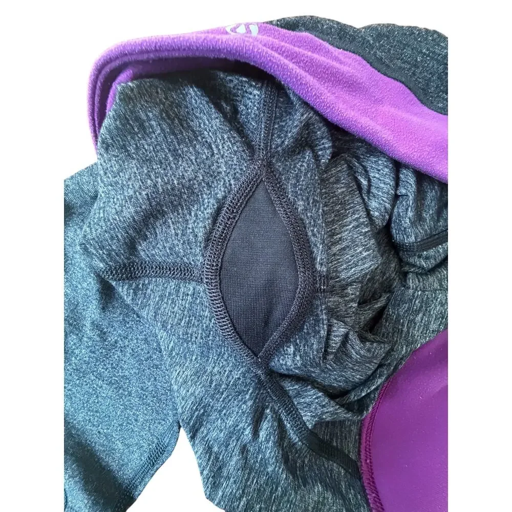 Lululemon Purple & Charcoal Heathered Cropped Activewear Leggings - Size 8